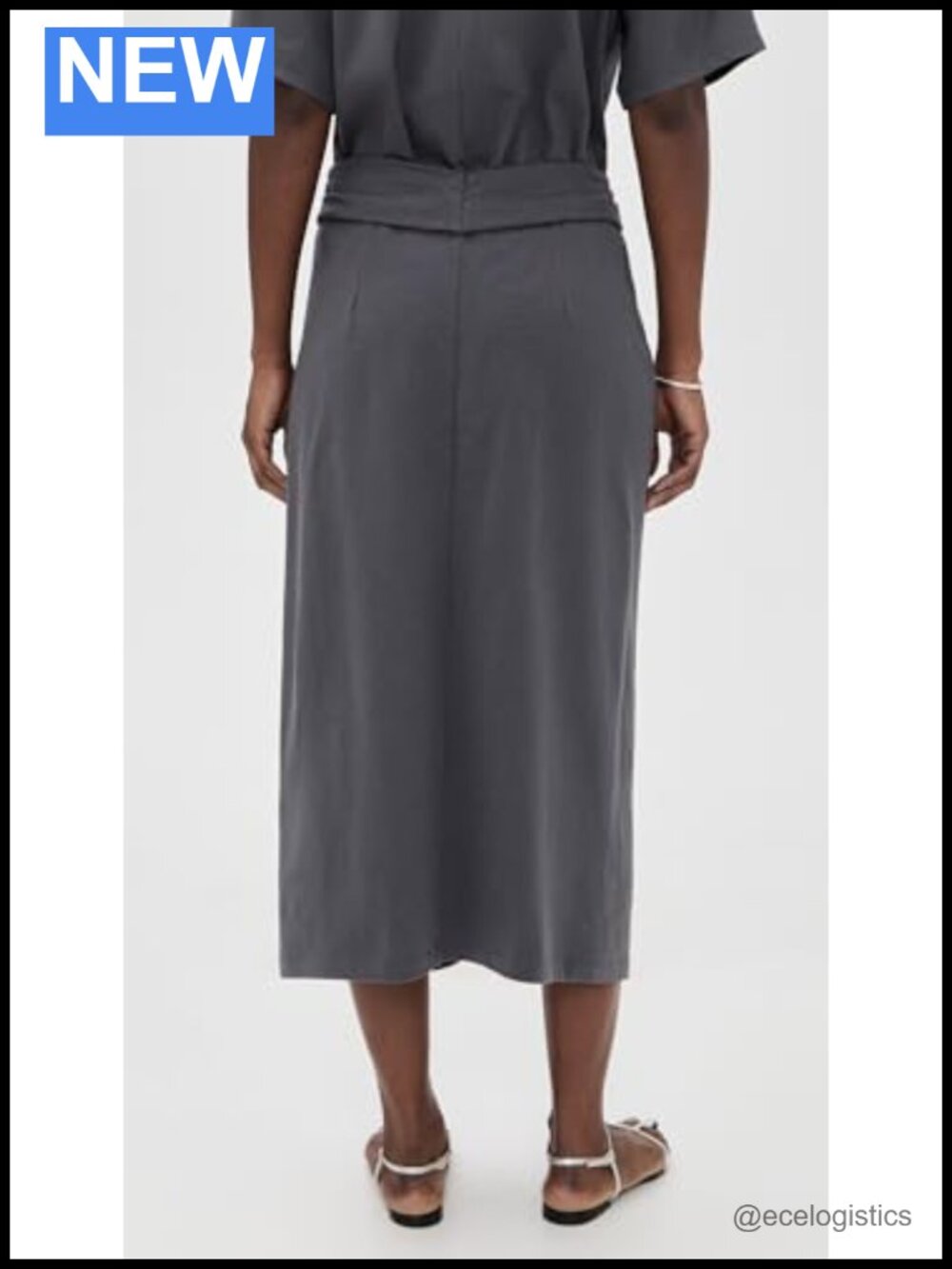 Women's 100% Cotton Fixed Wrap Midi Skirt Pull On Casual Formal - Picture 2 of 5